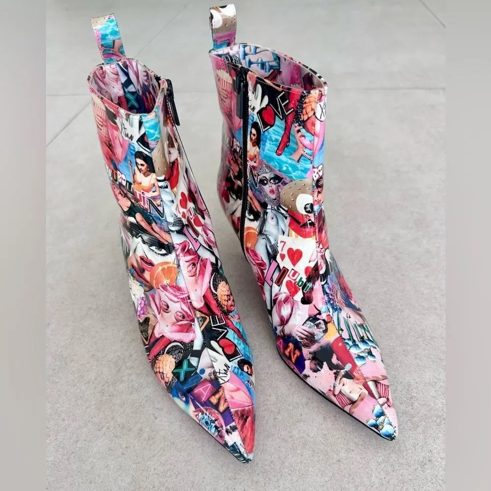 CHRISTIAN LOUBOUTIN Epic Booty Leather Printed Ankle Boots 70 EU 36.5 US 6.5